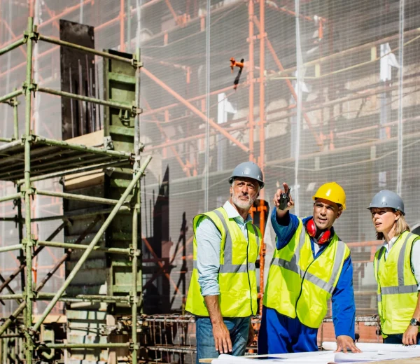 men-women-construction-workers-pointing-on-job-site
